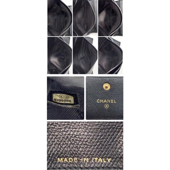 Authentic Black CHANEL COCO DOUBLE HOOK Compact Wallet W/Box - Picture 11 of 16